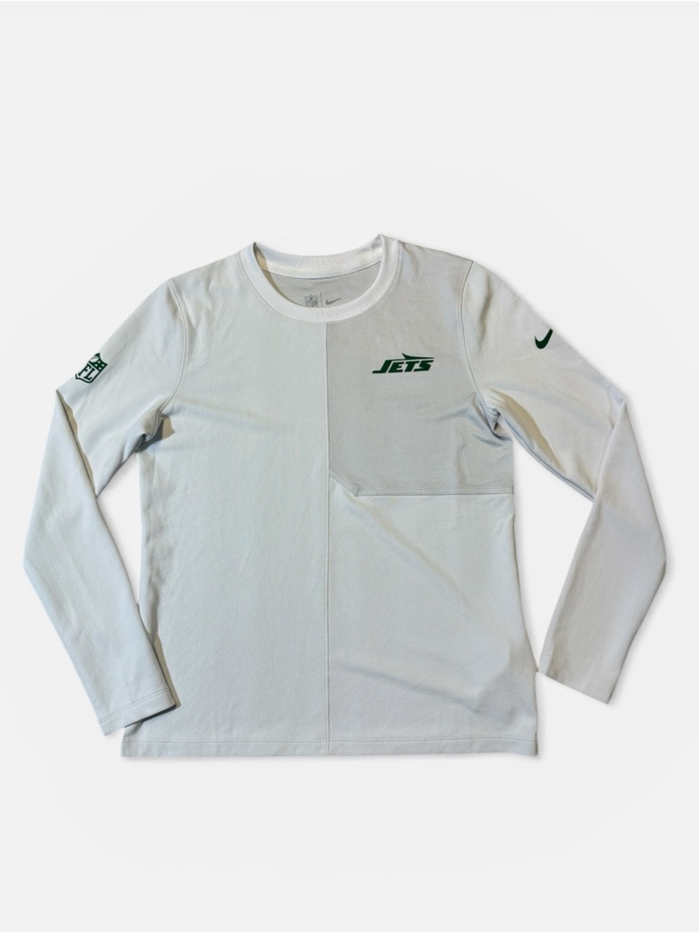 Nike mens S Small white New York Jets NFL sideline coach long sleeve shirt EUC